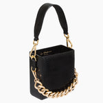 Load image into Gallery viewer, Black Snake Skin Handbag, Luxury bags, designer bags , Black bag, Black Snake skin leather, leather, made in Spain, Gold, Gold chunky chain.
