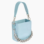 Load image into Gallery viewer, Metallic Blue Handbag, Luxury bags, designer bags , Blue bag, Blue leather, leather, made in Spain, Silver, Silver chunky chain.
